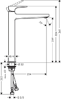 Hansgrohe Metropol Смеситель для раковины, высокий, с донным клапаном, цвет: хром 32512000