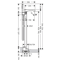 Axor Citterio E Термостат для ванны, напольный, с ручным душем "палочка", цвет: хром 36416000