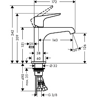 Axor Citterio E Смеситель для раковины однорычажный на 1 отверстие с донным клапаном, цвет: хром 36110000