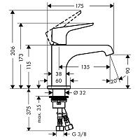 Axor Citterio E Смеситель для раковины на 1 отверстие с донным клапаном, цвет: хром 36112000