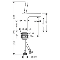 Axor Citterio Смеситель для раковины однорычажный на 1 отверстие с донным клапаном, цвет: хром 39018000