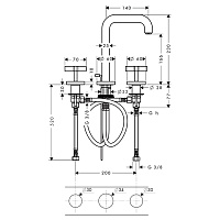 Axor Citterio Смеситель для раковины двухвент. с донным клапаном, цвет: шлифованное розовое золото 39133310