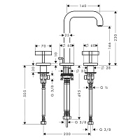 Axor Citterio Смеситель для раковины двухвентильный на 3 отверстия с донным клапаном, цвет: хром 39133000