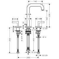 Axor Citterio Смеситель для раковины двухвент. на 3 отв. с донным клап., цвет: хром 39135000