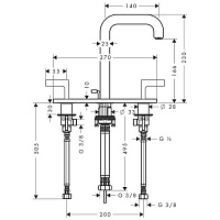 Axor Citterio Смеситель для раковины двухвент. на 3 отв. с донным клап., цвет: хром 39136000