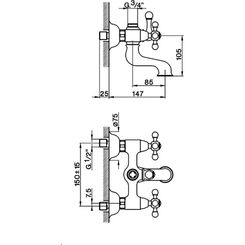 Cisal Arcana Ceramic Смеситель для ванны, без душевого комплекта, цвет: Chrome AC00013021