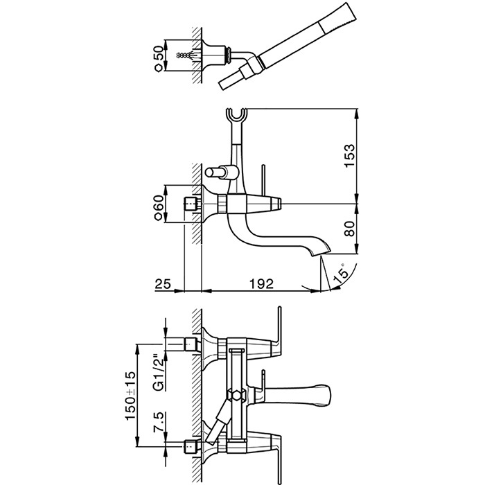 Cisal Cherie Смеситель для ванны двухвентильный, цвет: Rose Gold/Night Black CF0001207E