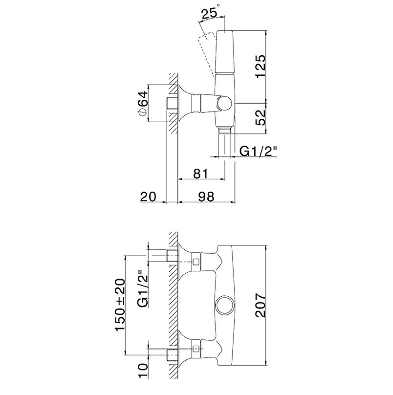 Cisal Vita Смеситель настенный для душа, цвет: Chrome VI00044421