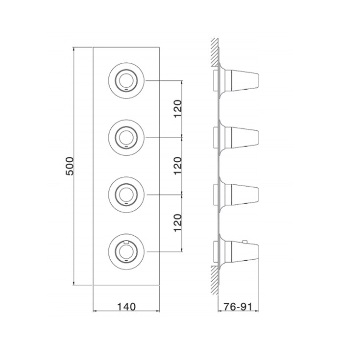 Cisal Vita Смеситель термостатический вертикальный встраиваемый для душа, цвет: Chrome VI01V30021
