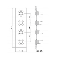 Cisal Vita Смеситель термостатический вертикальный встраиваемый для душа, цвет: Chrome VI01V30021