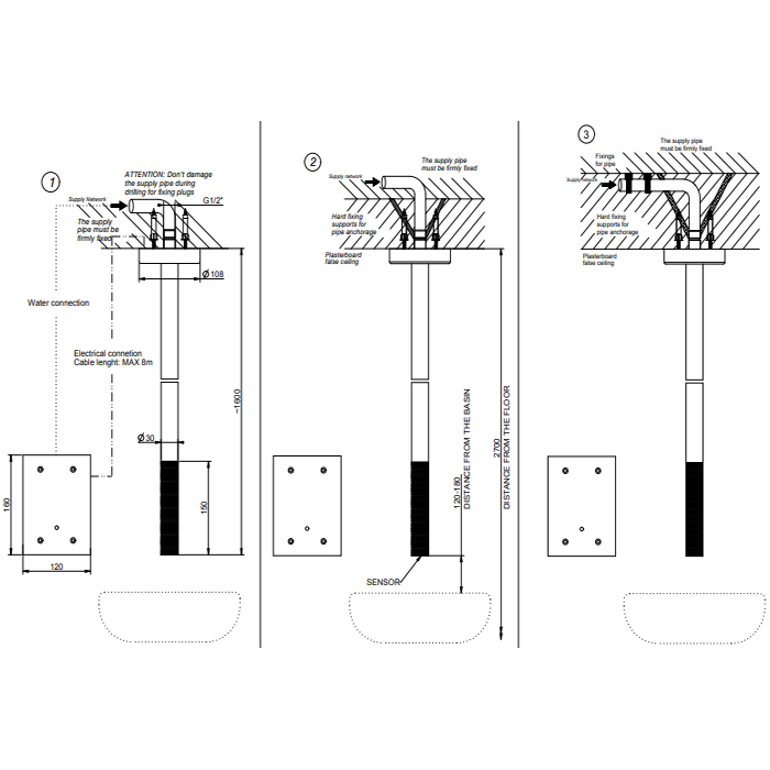 Gessi 316 Trame Смеситель для раковины потолочный, цвет Steel Brushed 54324#239
