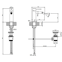 Gessi 316 Flessa Смеситель для биде, однорычажный, с донным клапаном, цвет: black metal brushed PVD 54007#707