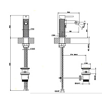 Gessi 316 Intreccio Смеситель для биде, однорычажный, с донным клапаном, цвет: steel brushed 54107#239