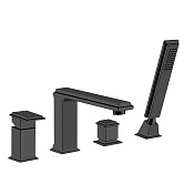 Gessi Eleganza Смеситель на борт ванны на 4 отв., с перекл.,с ручн. душем, цвет: black metal pvd 46037#706