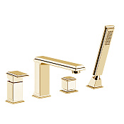 Gessi Eleganza Смеситель на борт ванны на 4 отв., с перекл., с ручн. душем, цвет: gold CCP brushed 46037#087