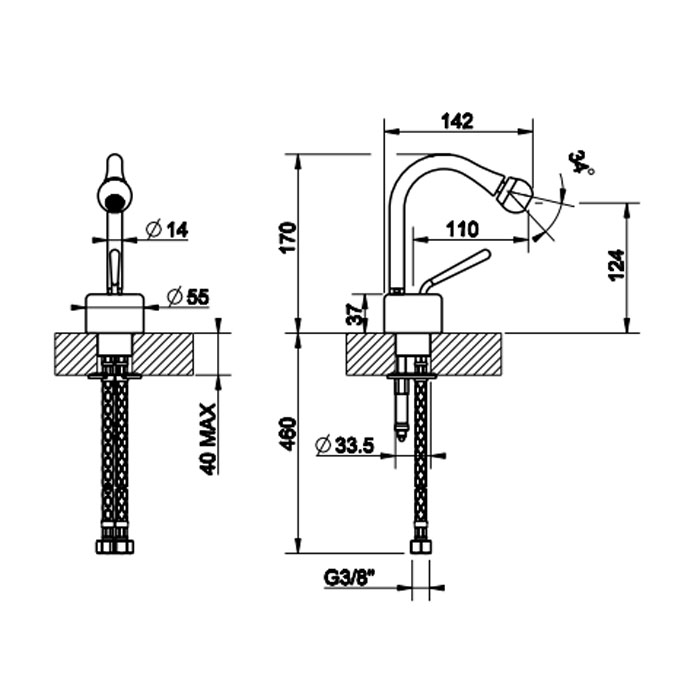 Gessi Goccia Смеситель для биде, однорычажный, без донного клапана, цвет: matte white 33607#279