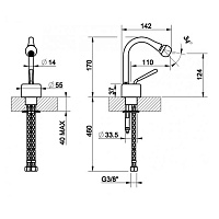 Gessi Goccia Смеситель для биде, однорычажный, без донного клапана, цвет: matte black 33607#299