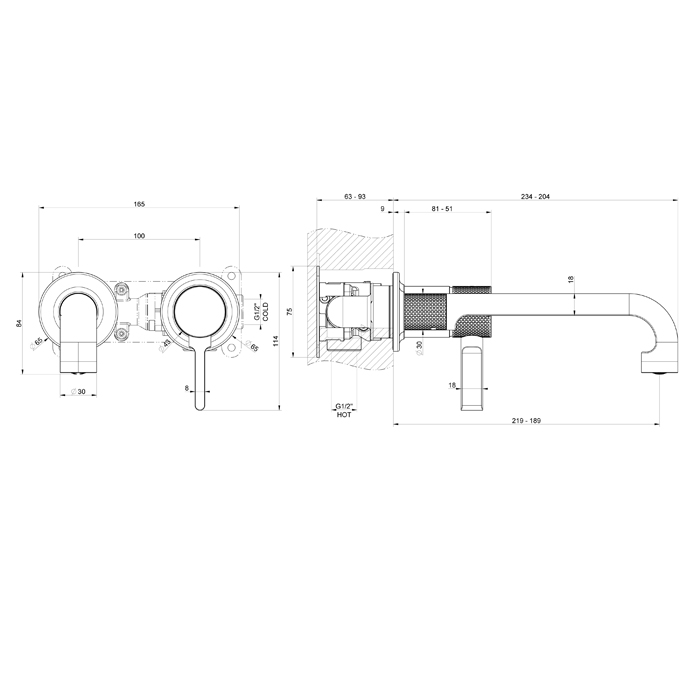Gessi Inciso Встраиваемый смеситель для раковины с изливом 21,9-18,9 cм, цвет finox 58088#149