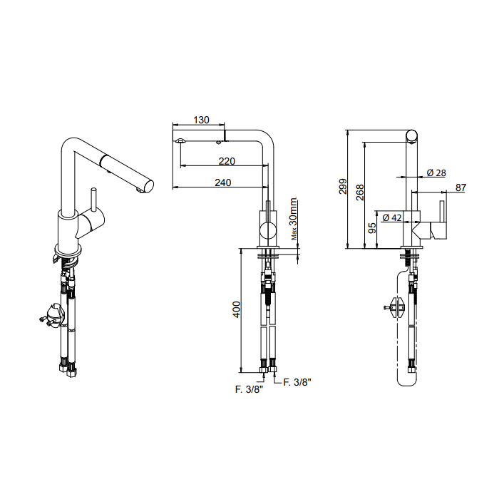 Bongio Cucina Смеситель для мойки, цвет хром 32481CRPR