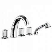 Bongio Fleur Blanc Смеситель на борт ванны, с ручным душем, цвет хром/белый фарфор 11531CR0D