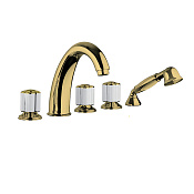 Bongio Fleur Blanc Смеситель на борт ванны, цвет золото/белый фарфор 11531OR0D