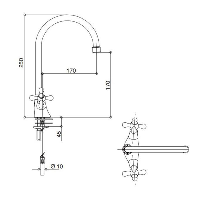 Bongio Kitchen Кухонный смеситель с поворотным изливом, цвет хром 15580CR00