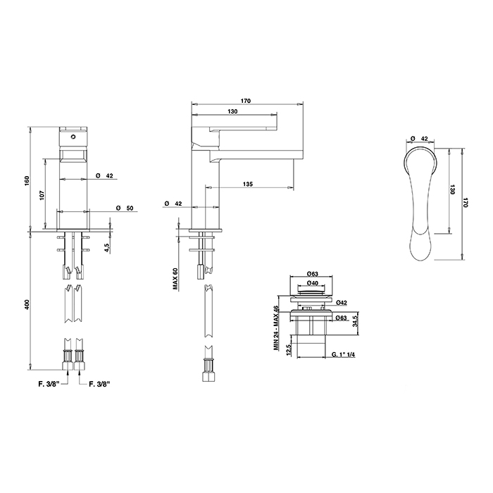 Bongio O'Clock Смеситель для раковины, цвет хром 14521CRPR