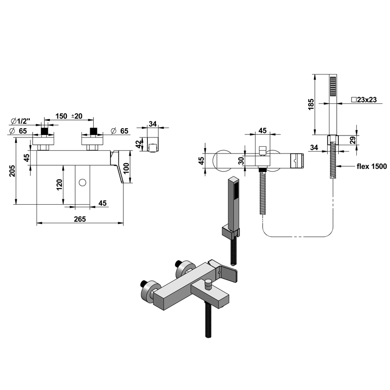 Bongio Stelth Смеситель для ванны, цвет хром 01526CR0D
