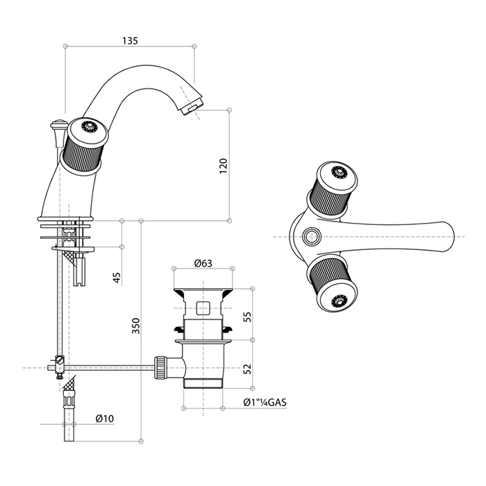 Bongio Impero Смеситель для раковины с донным клапаном, цвет хром/Blue and Red Swarovski 65521CR00