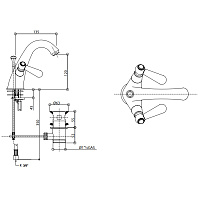 Bongio Mille Nuits Смеситель для раковины, цвет хром/черный фарфор 22521CR00