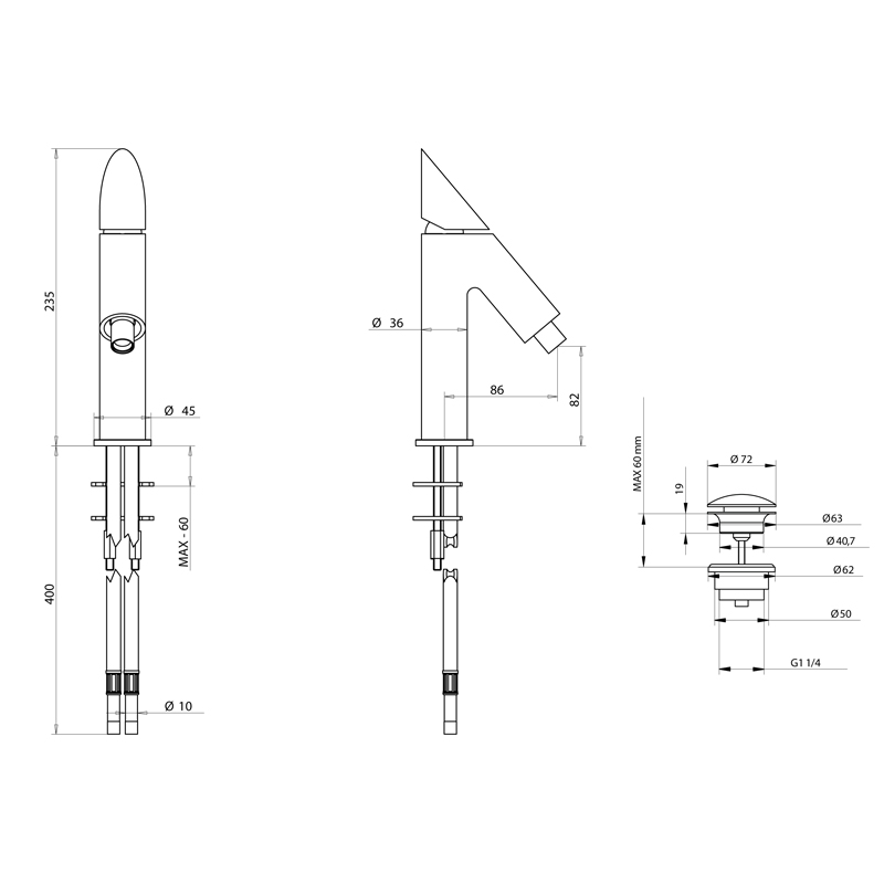Bongio Mini One Смеситель для раковины, h23,5 см, цвет хром 41521CR00