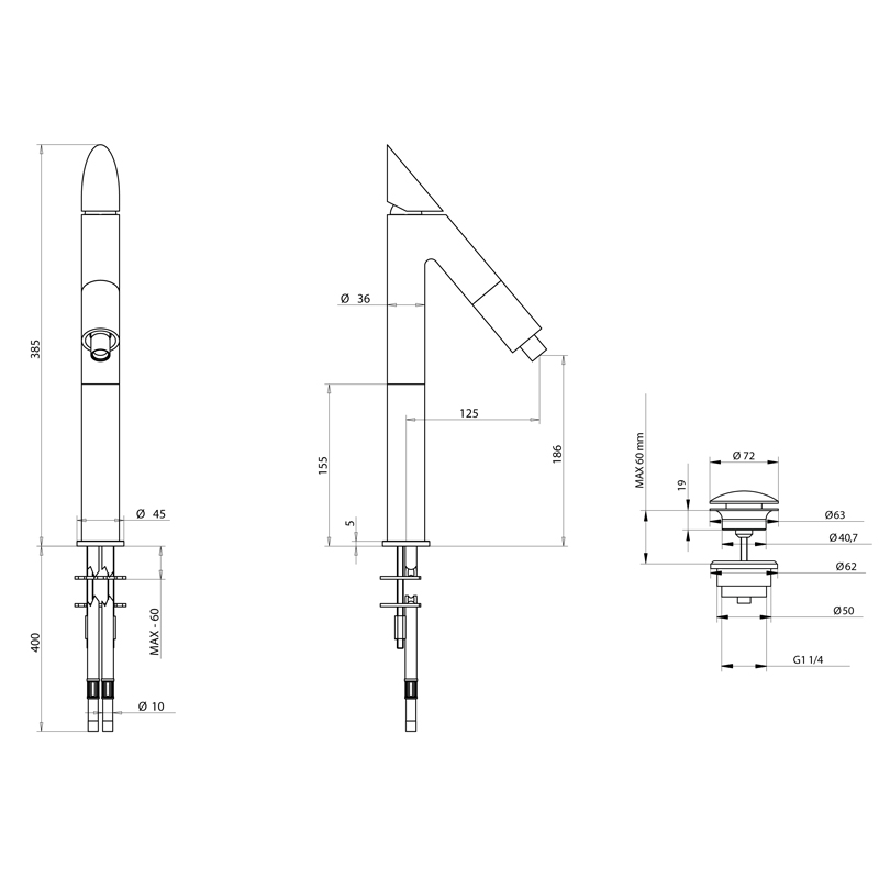 Bongio Mini One Смеситель для раковины, h38,5 см, цвет хром 41532/15CR