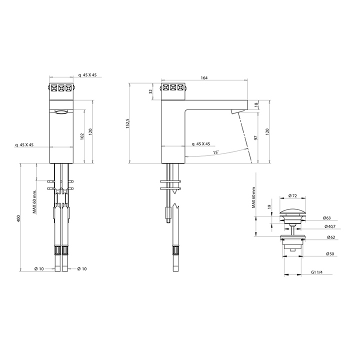 Bongio Pure Glam Смеситель для раковины, цвет золото/Swarovski прозрачные 3P521OR01