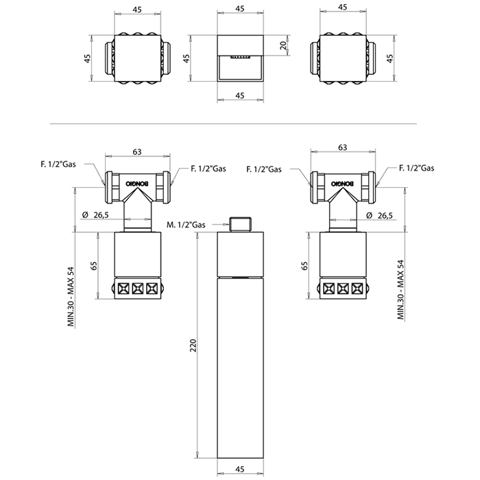 Bongio Pure Glam Смеситель для раковины, цвет золото/Swarovski прозрачные 6P538OR2201EU