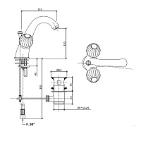 Bongio Rivoli Смеситель для раковины на 1 отв., цвет золото/Ruby 09 05521OR09