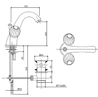Bongio Rivoli Смеситель для раковины на 1отв., цвет хром/Cristallo 00 05521CR00