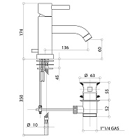 Bongio T Mix Смеситель для раковины, излив 13,6 см, с донным клапаном, цвет: хром 32521CRPR