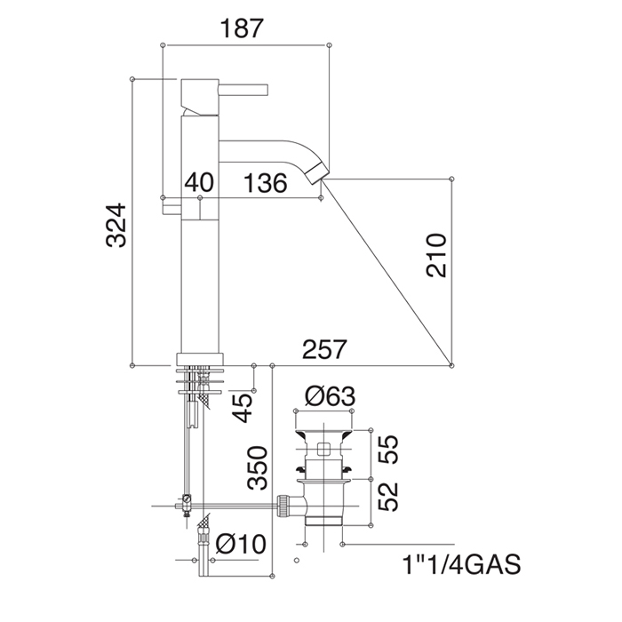 Bongio T Mix Смеситель для раковины, цвет черный матовый 32532NEPR