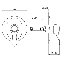 Gattoni Samoa Встраиваемый смеситель для душа, цвет: хром 3430/34C0cr