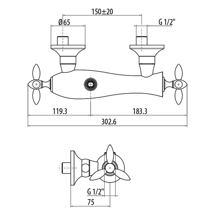 Gattoni Timor Смеситель для душа, выпуск сверху, цвет хром 1807718C0cr