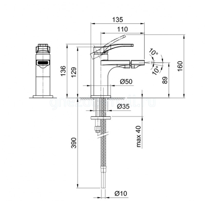 Fantini AL/23 Смеситель для биде, 1 отв., излив 11 cм, цвет хром 26 02 B008WF