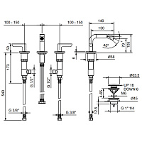 Fantini Icona Deco Смеситель для биде, 3 отв., с донным клапаном, цвет хром 53 02 R108