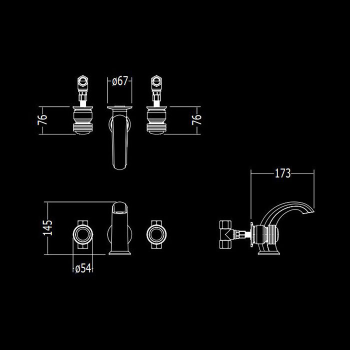 Devon&Devon Excelsior Royal Смеситель для раковины на 3 отв., цвет: античная латунь EXC-RY133MOTS