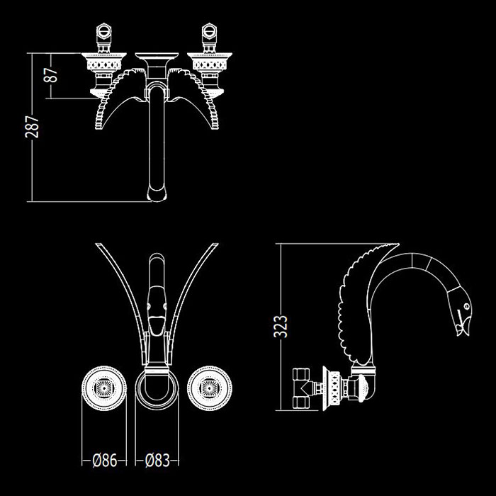 Devon&Devon Excelsior Swan Смеситель для раковины на 3 отв., цвет: блестящий никель EXC-SW133MNK