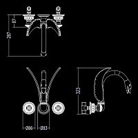 Devon&Devon Excelsior Swan Смеситель для раковины на 3 отв., цвет: блестящий никель EXC-SW133MNK