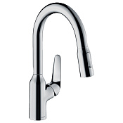 Hansgrohe Focus M42 Смеситель для кухонной мойки однорычажный 180 с выдвижным изливом, цвет: хром 71821000