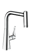 Hansgrohe Metris M71 Смеситель для кухонной мойки однорычажный 220 с выдвижным изливом, цвет: хром 73800000