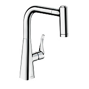 Hansgrohe Metris M71 Смеситель для кухонной мойки однорычажный 320 с выдвижным изливом, цвет: хром 73801000