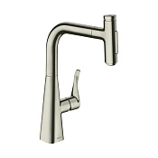 Hansgrohe Metris Select M71 Смеситель для кух. мойки однорыч. 240, с выдв. изл. цвет: нержав. сталь 73817800