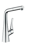 Hansgrohe Metris M71 Смеситель для кухонной мойки однорычажный 320 с выдвижным изливом, цвет: хром 73812000